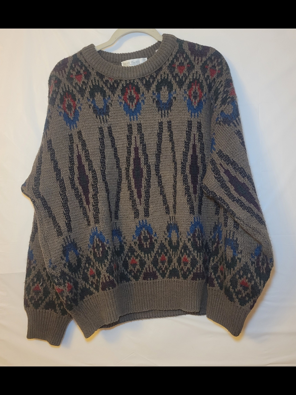 Isabel Marant Gray Crewneck Sweater with Blue and Red Accents